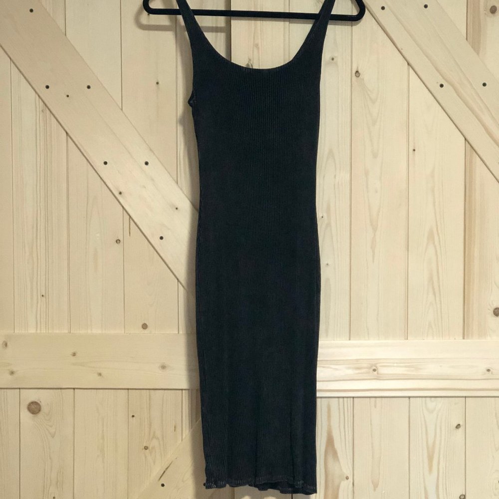 Black & Grey Ribbed Bodycon Dress
